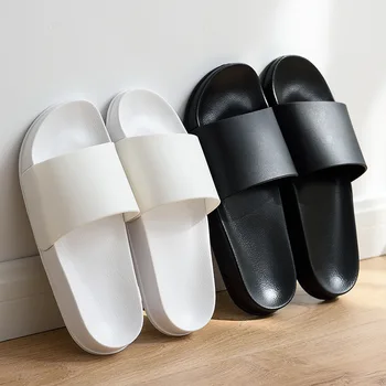 

Summer Men Slippers Casual Black and White Shoes Non-slip Slides Bathroom Sandals Soft Sole Flip Flops large size 47 Man Gift