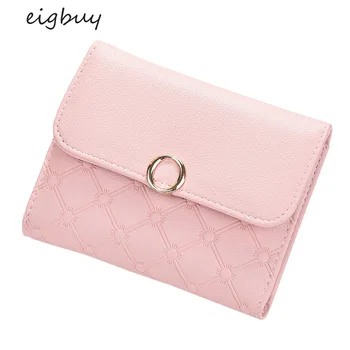 

2020PU Leather Wallet Ladies Purse Small and Simple Slim Short Buckle Wallet Coin Purse Credit Card Clip Pocket Wallet