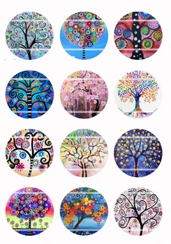 

Handmade Colorful picture Tree Round Glass Cabochons Refrigerator magnet for Necklace Decoration and Phone Chain Accessaries18
