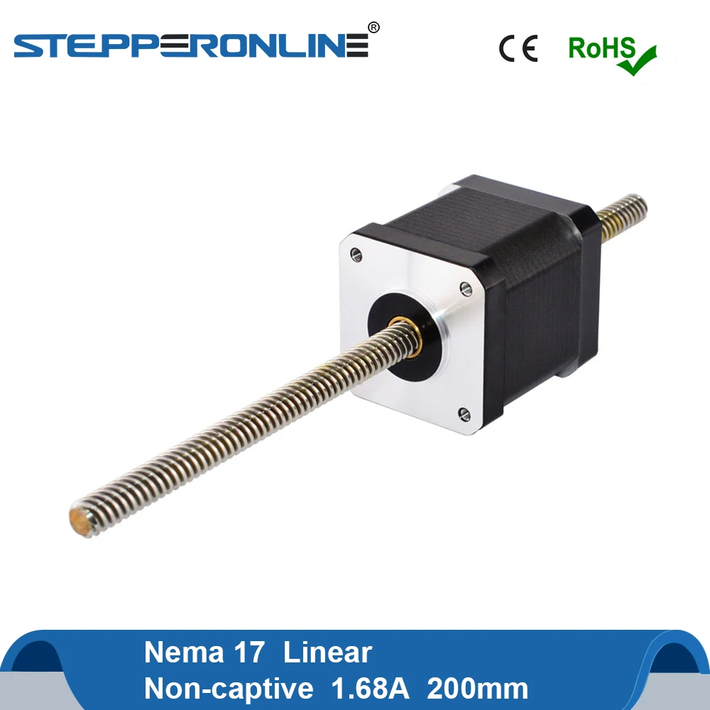 

Nema17 Linear Stepper Motor Non-captive Nema 17 Stepping Motor 48mm Stack 1.68A Lead Screw Length 200mm