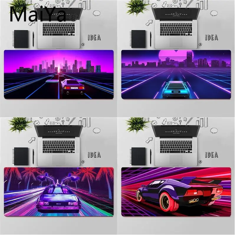 Высококачественный неоновый резиновый коврик для мыши с технологией Retrowave synthwave