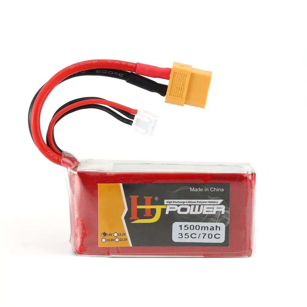 

HJ 7.4V 1500MAH 35C 2S Lipo Battery XT60 Plug Rechargeable for RC Racing Drone Helicopter Car Boat Model