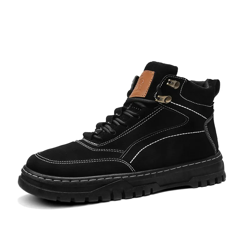 

Martin Boots Men's Casual British Short Boots Autumn and Winter Flat Tooling Boots Men's Shoes Warm Shoes Waterproof Non-slip