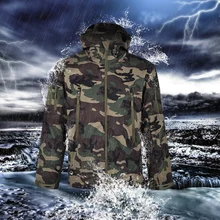 Мужское водонепроницаемое пальто, уличный плащ, Мужская зимняя теплая ветрозащитная куртка с капюшоном, верхняя одежда, походная одежда, камуфляжная спортивная одежда D20