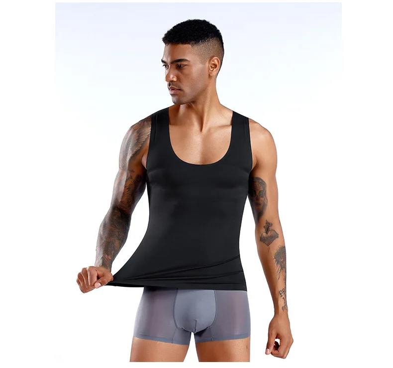 

2020 High Flexibilit Men Boy Body Base Layer Sleeveless sport Vest Thermal Under Top Tees Tank Tops Running Fitness T-shirt New