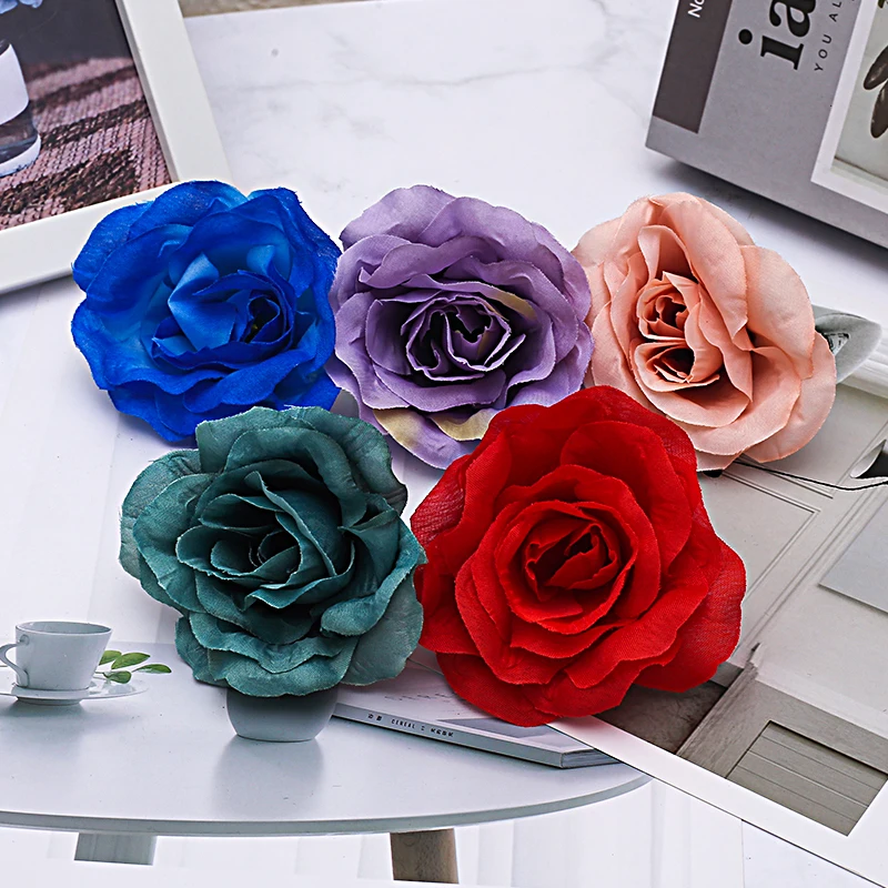 5 20pcs 9cm Large Artificial Silk Rose Flower Head For Wedding Party Decoration Diy Scrapbook Gift Box Craft Fake Flowers Artificial Dried Flowers Aliexpress