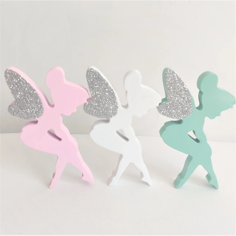 Ornament Crafts Wood Fairy Angels With Wings Home Mini Figurine For Girl Room Christmas Gift For Kids