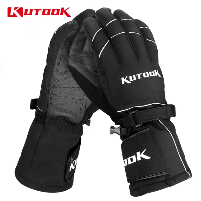US $23.49 KUTOOK Winter Warm Ski Gloves Touch Screen Snowmobile Bicycles Thicken PU Snowboard Waterproof Ther