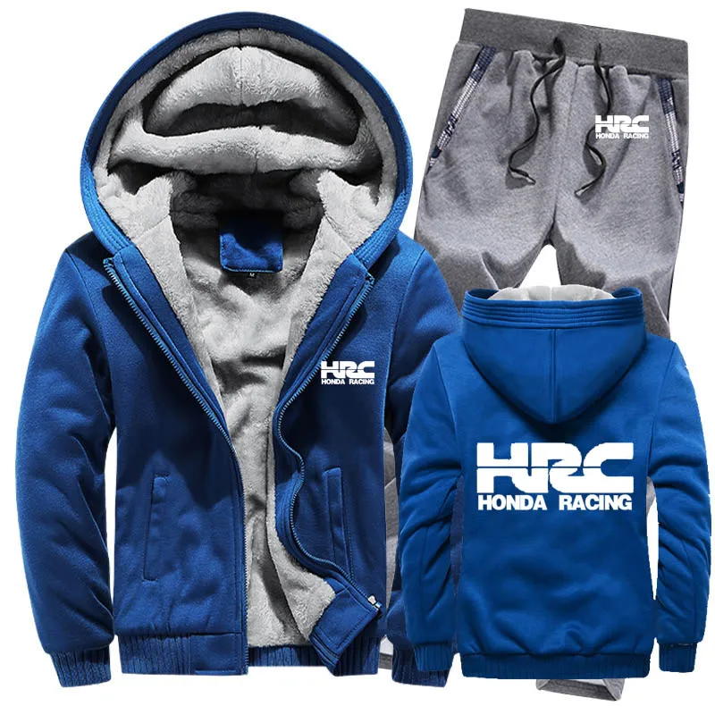 Мужские толстовки с капюшоном, с логотипом для гоночного мотоцикла, мужские толстовки с капюшоном, зимний утепленный флисовый спортивный костюм на молнии, мужская куртка+ штаны, комплекты - Цвет: 824