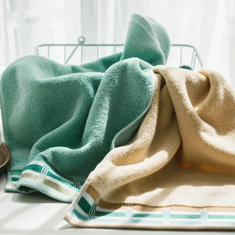 

2pcs/lot Hot sell wholesale pure cotton cut-off striped adult cleaning towel 35*75cm household face wash towel thicken