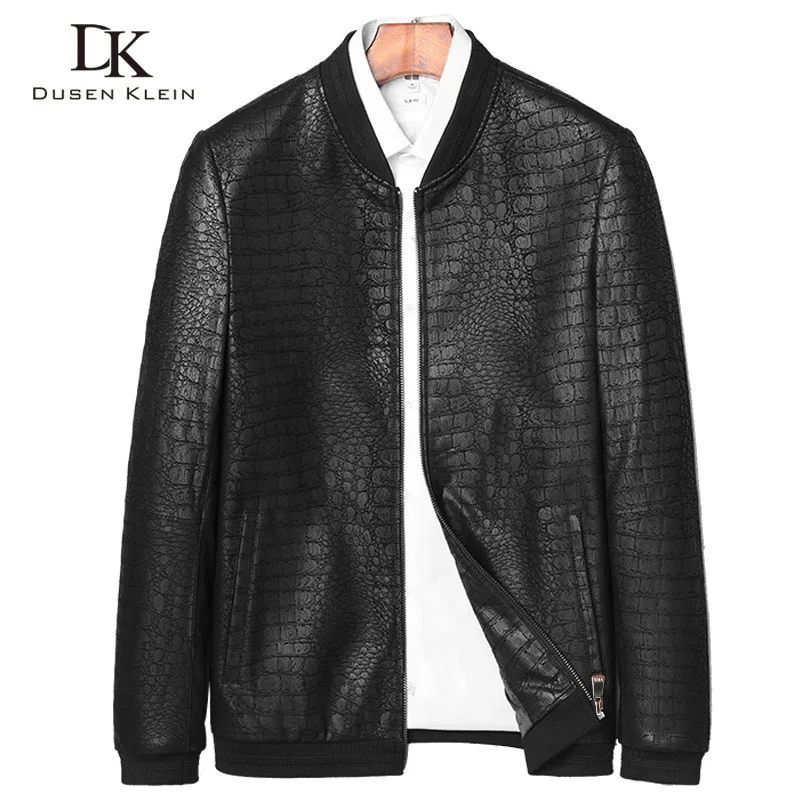 

Brand leather jackets formen Genuine Sheepskin coats Crocodile pattern Dusen Klein Fashion leather men coat and jacket J1718