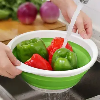 

Folding Drain Basket Retractable Fruit Vegetable Container Filter basin Kitchen Accessories home Storage tools storage organizer