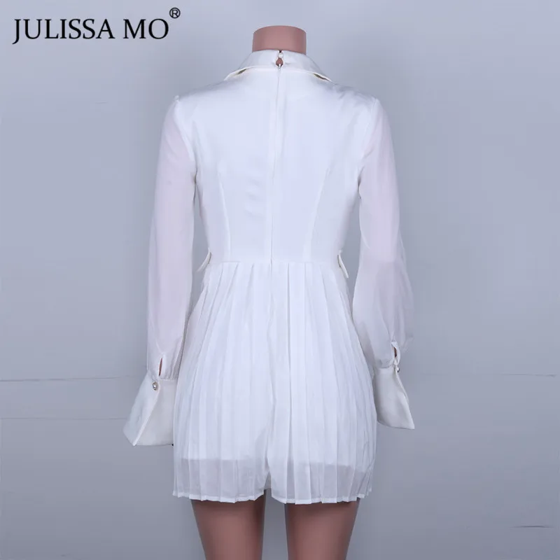 Женское платье блейзер JULISSA MO белое элегантное плиссированное на пуговицах с v
