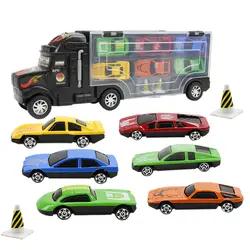 Хит продаж-9 шт./набор переносных детских мини-больших грузовиков, нетоксичных пластиковых моделей автомобилей, контейнер для игрушек