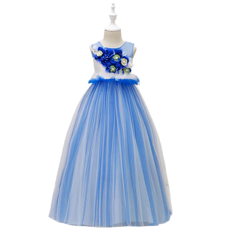 

kids dresses for girls Flower embroidery tutu Kids Clothing Elegent beading Girls Dresses for Children Princess Party Custumes