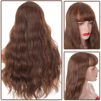 

Allaosify long wavy wigs Chemical fiber synthesis wigs High temperature resistance 5 colors for choose