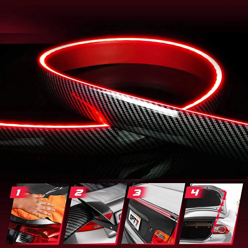 العالمي LED المفسد ضوء سيارة الجناح الخلفي مصباح مكبح غاسل LED بدوره أضواء الإشارة قطاع الكربون متعددة الوظائف اكسسوارات السيارات
