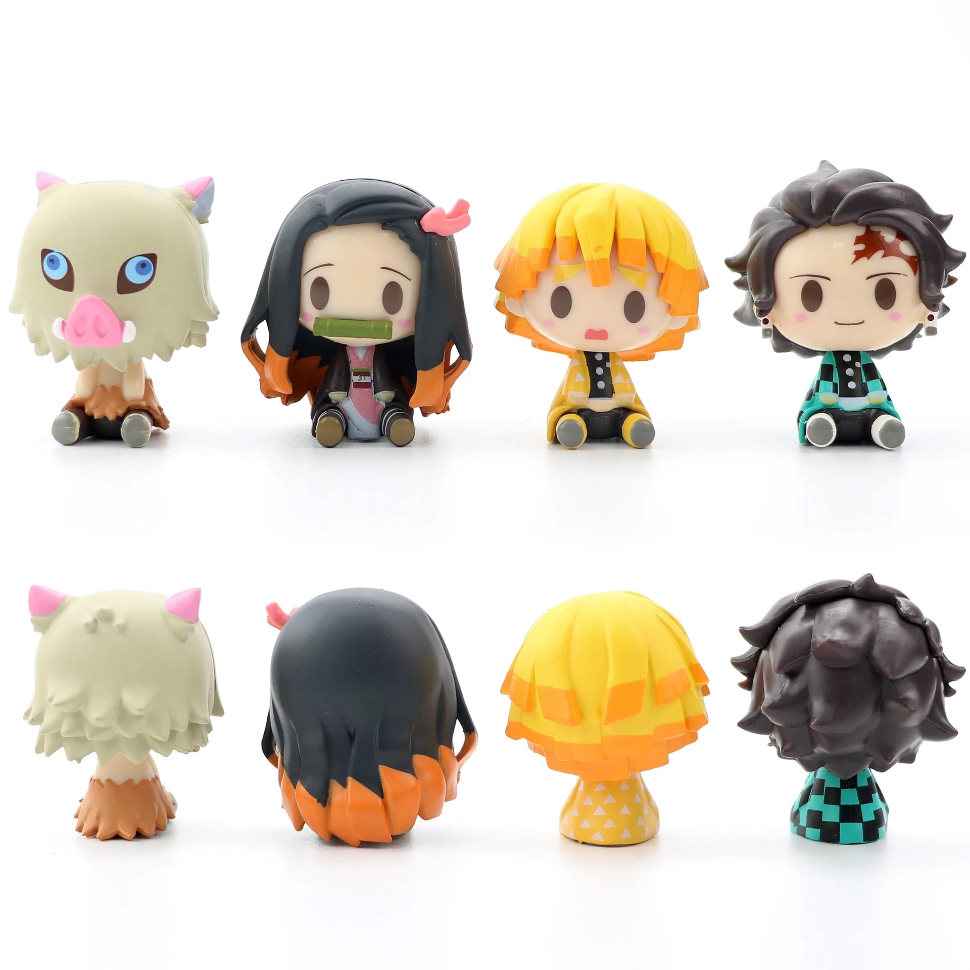 4 Uds Anime figura demonio asesino Kimetsu No Yaiba muñeca Tanjiro Nezuko Zenitsu demonio asesino Kawaii decoración de la habitación de los juguetes de los niños