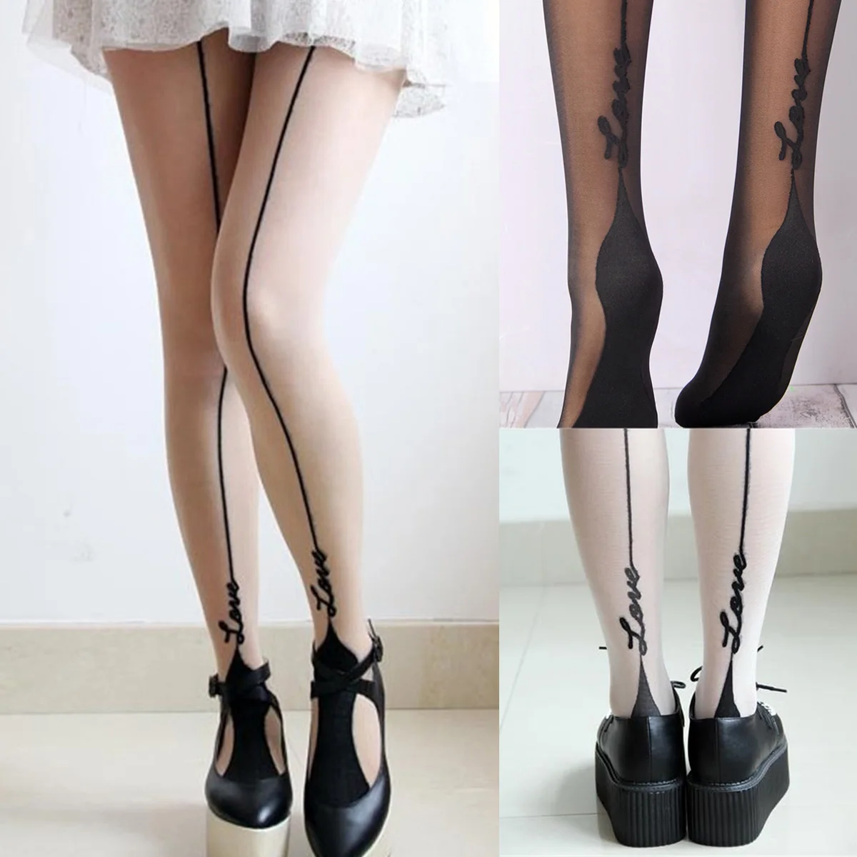 Winter Summer Club Pantyhose Letter Printed Stockings Women Open Crotch Tights Collant Femme Sexy Tights Medias De Mujer