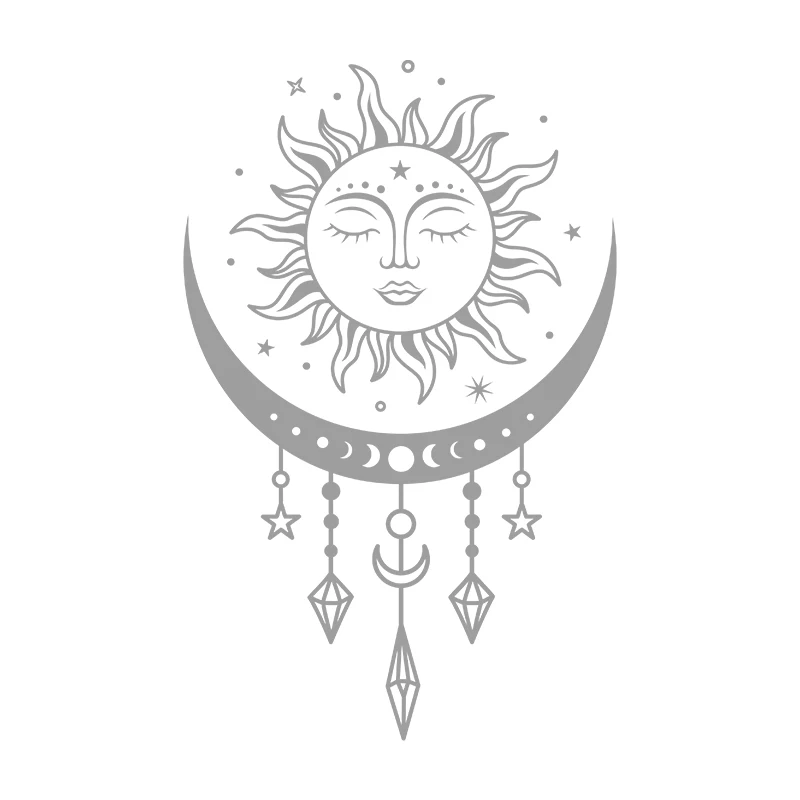 Celestial Boho Mystical Magic Wall Decals - Sun and Moon Vinyl Art Stickers