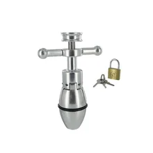 2 Type Stainless Steel Anal Dilators Ass Expanding Chastity Device Anal Plug Virginity Lock Buttplug Anus Sex Toys For Women Men