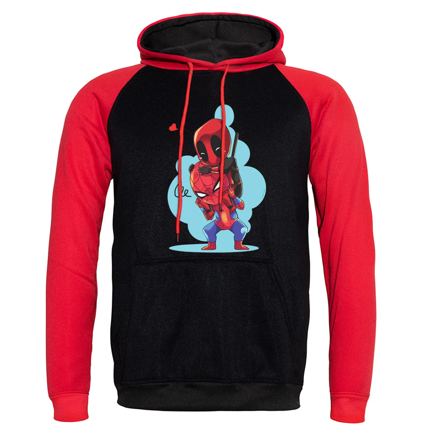 

Spiderman And Deadpool Cartoon Hoodies Men Raglan Sweatshirts 2019 Autumn Winter Hip Hop Anime Print Streetwear Funny Hooded