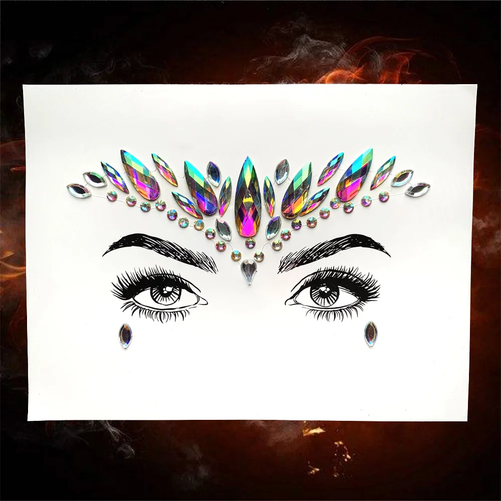 DIY Алмазная вспышка-наклейка для глаз, блестящий декор для лица, вечерние украшения для лба, бровей, глаз, косметика, простые в использовании инструменты для макияжа - Цвет: QV02AB