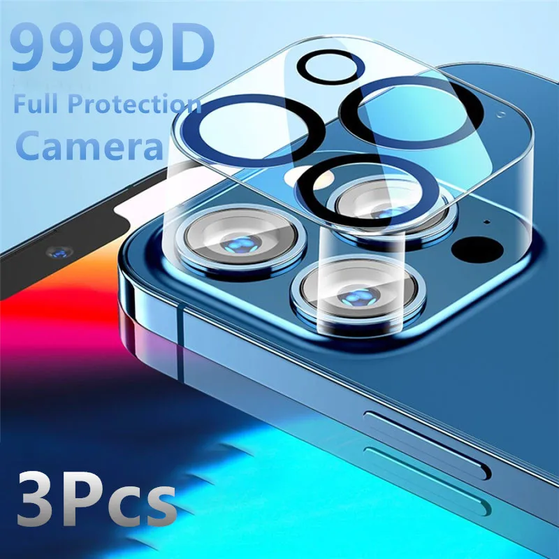 3Pcs 9D Full Cover Camera Lens Protector on For iPhone 13 Pro Max 12