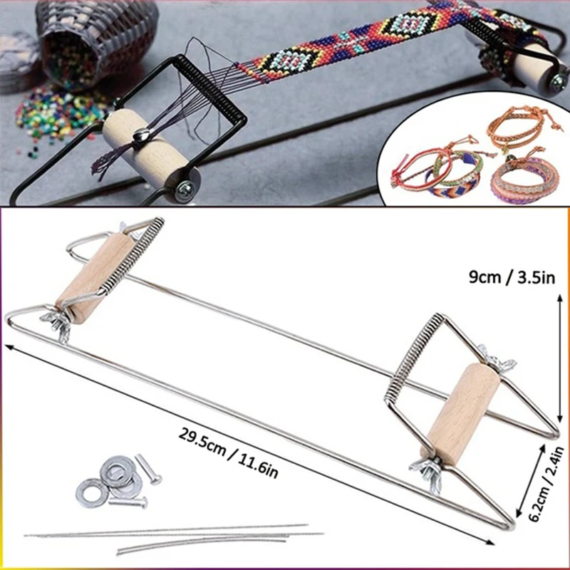 

31.5cm Wood Weaving Beading Loom Set Jewelry Bracelets Necklaces DIY Handmade Knitting Machine