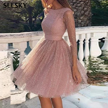 

SLLSKY Spring sweet Lace Party Dress Women Sexy Hollow Out Backless A-Line Princess Dress Ladies Summer High Waist Mini Dresses
