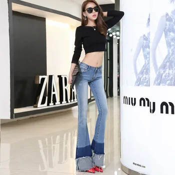 

High Quality Promotion Women's Slim Boot Cut Jeans Fashion Bottom Trousers Comfortable Flares denim Pants woman