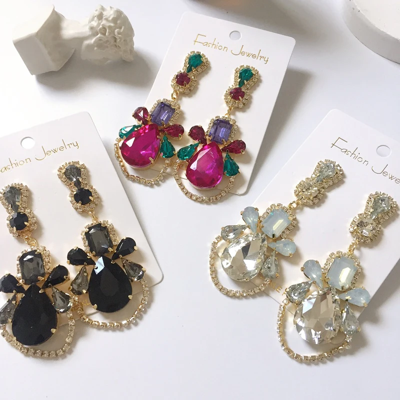 

Ztech Mix Crystal Flower Drop Earrings Hand Make Bridal Wedding Statement Jewelry Female Bijoux Maxi Earrings Rhinestone Gift