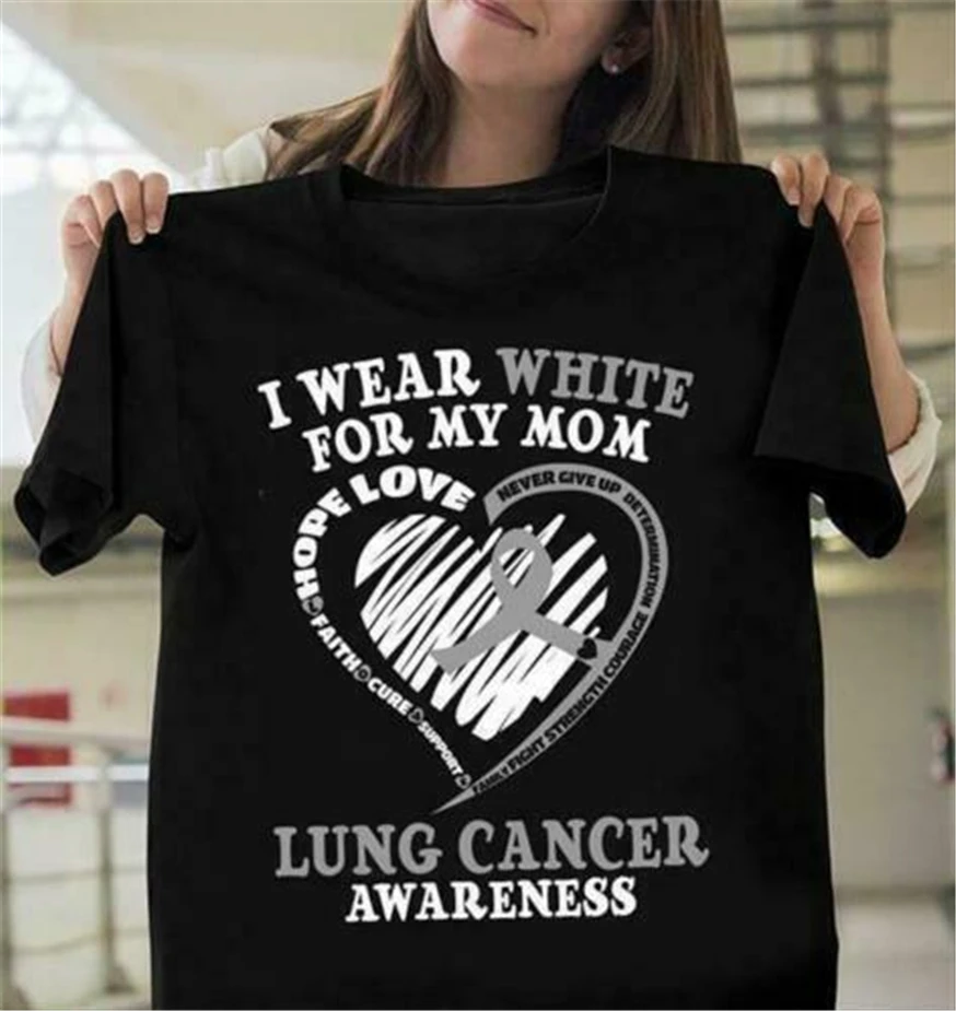 

Lung Cancer Awareness I Wear White For My Mom Men T-Shirt Cotton S-3Xl Breathable Tops Tee Shirt