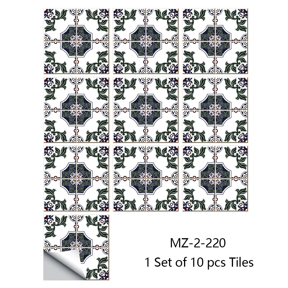 thumbnail image 1 of 10 piezas/juego de pegatinas de pared de película dura de cristal de mandala, para cocina, baño, armario, decoración, arte mural, impermeable, PVC, 1 of 5