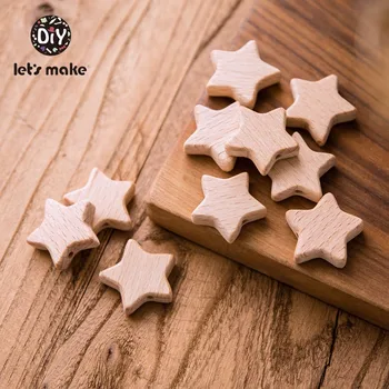 

Let's Make Baby Teether Wooden Blanks 50pcs PVC Free DIY Bracelet Necklace Punch Beech Star Teething Beads Toys Tiny Rod Wood