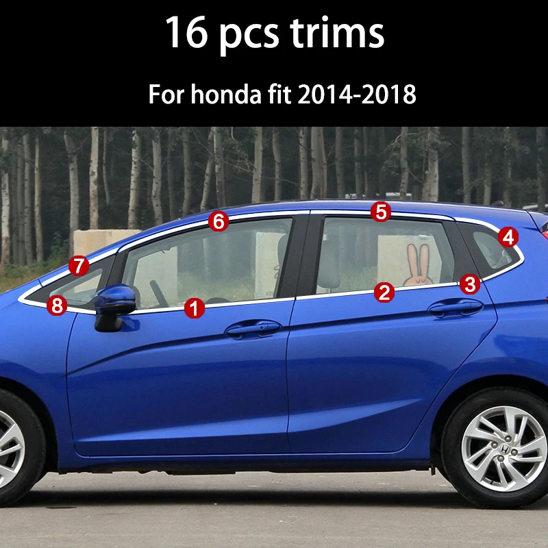 Нержавеющая сталь снаружи подоконник крышка планки для honda fit honda jazz 2008 2009 2010 2011 2012 2013