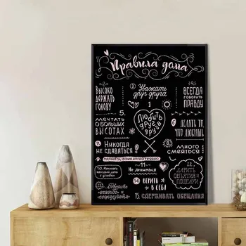 

House Rules Canvas Painting Russian Quotes Wall Art Posters And Prints Nordic Black White Picture Cuardos Home Decor For Bedroom