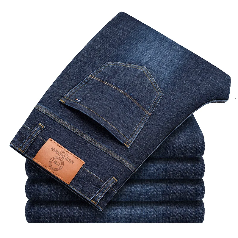 Осенние новые продукты мода-Slim Fit джинсы свободные-Fit Бизнес Мода Прямые брюки молодежные брюки мужские