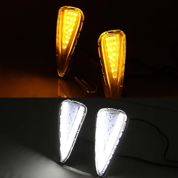 

CSCSNL 1 Pair Car LED DRL Daytime Running Lights Daylight Fog light with yellow turn Signal For Toyota Camry 2015 2016 2017