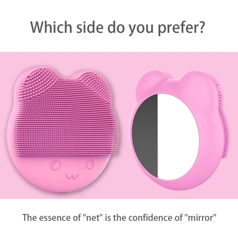 

Face Cleansing Brush Electric Face Brush Massage Brush With Mirror Silicone Facial Scrub Washing Brush Face Cleanser Exfoliating