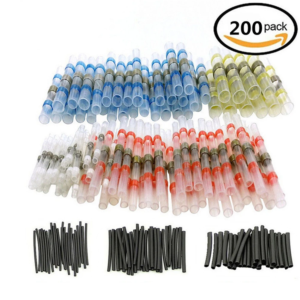 

200Pcs Waterproof Heat Shrink Seal Splice Connector Terminal Solder Sleeve Wire Connectors 26-10 AWG Insulated Shrinkable Tubing