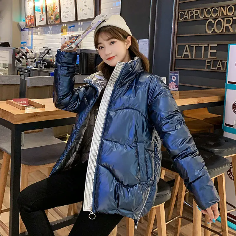 

New Winter Parkas Coat Women Short Glossy Jackets Down Cotton Jacket Coats Woman Warm Cotton-padded Coat Female Jackets Outwear