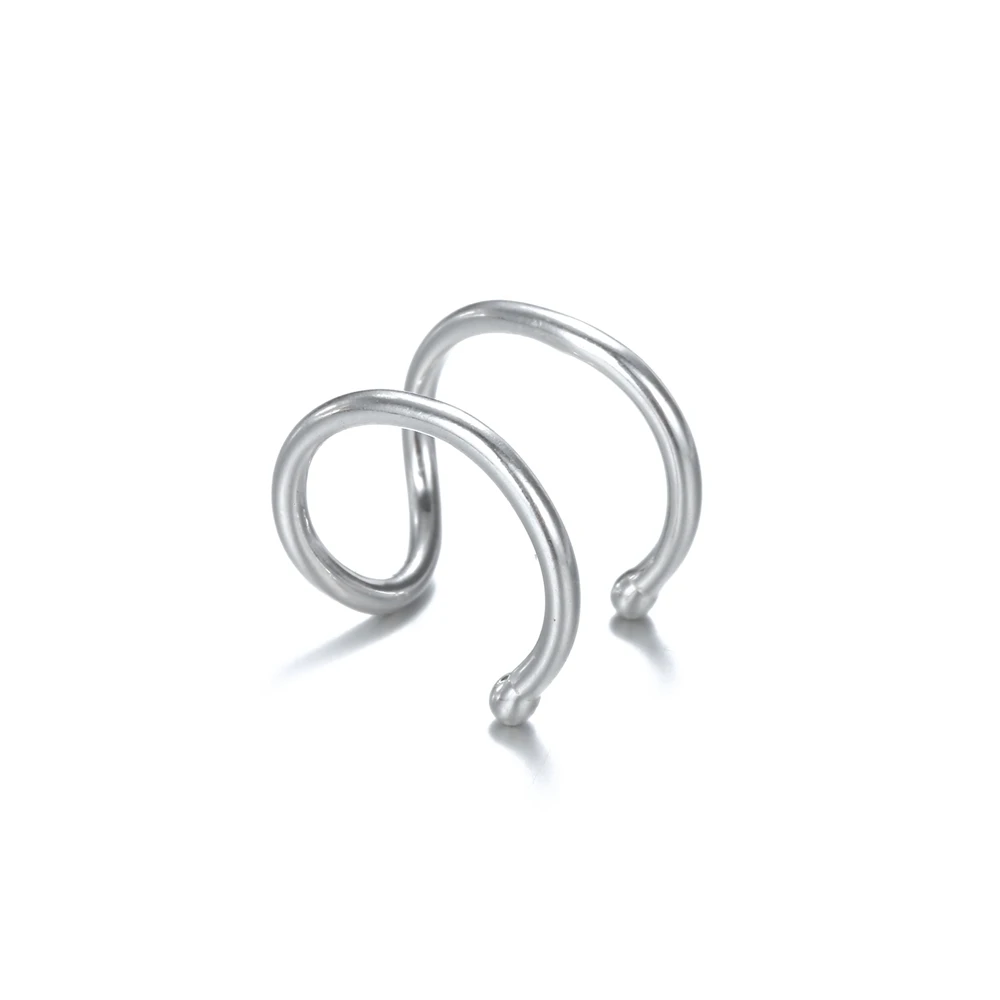 Позолоченные и серебряные клипсы для ушей из нержавеющей стали 316L модные новые и уникальные клипсы для ушей с крестиком в минималистическом стиле - Окраска металла: Silver