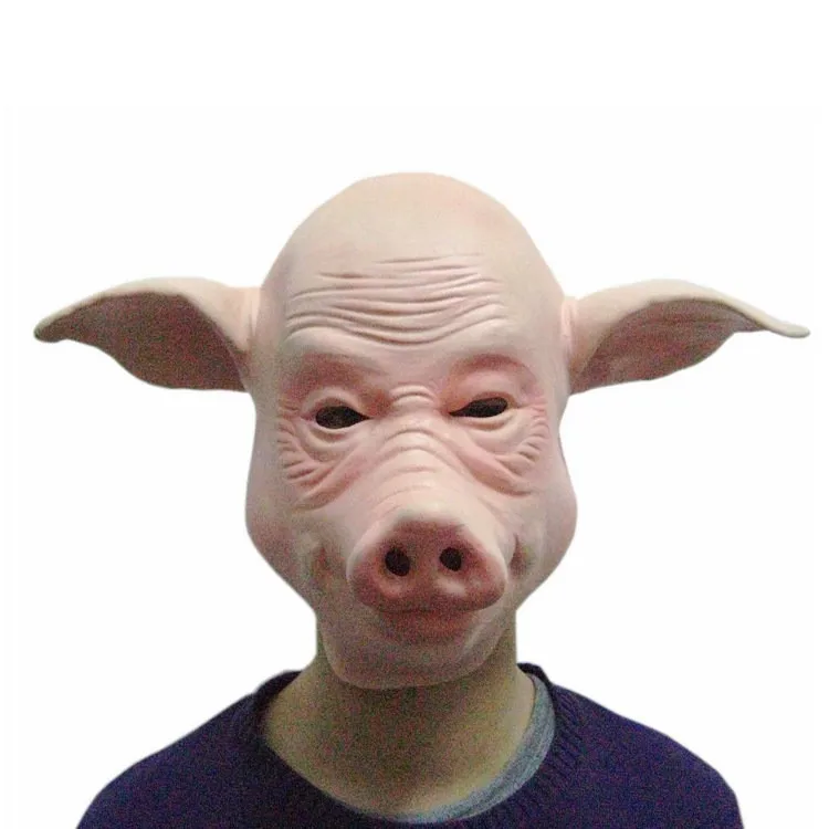 

Halloween Prank Mask Funny Lifelike Pig Haunted House Latex Head Cover Makeup Costume Party Full Face Masks Festival Accessories