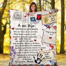 Manta de franela con mensaje de letras para mi hija, cómoda manta de envoltura, perfecta, manta alemana