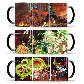 

1Pcs 350ml New Anime Cartoon Color Changing Mug Dragon Ball Z Super Saiyan Black Red Blue Hair Goku Vegata Mugs Coffee Milk Cups