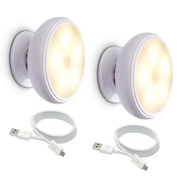

2x Motion Sensor Night Light, Detachable net Base, USB Rechargeable LED, Human Body Induction 360 Degree Rotation Night Light