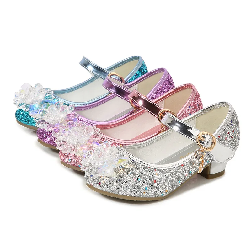 

New Spring Girls Princess Shoes High-Heeled Shiny Girls Crystal Shoes Party Performance Teens Kids Shoes Sandals Shoes For Girls