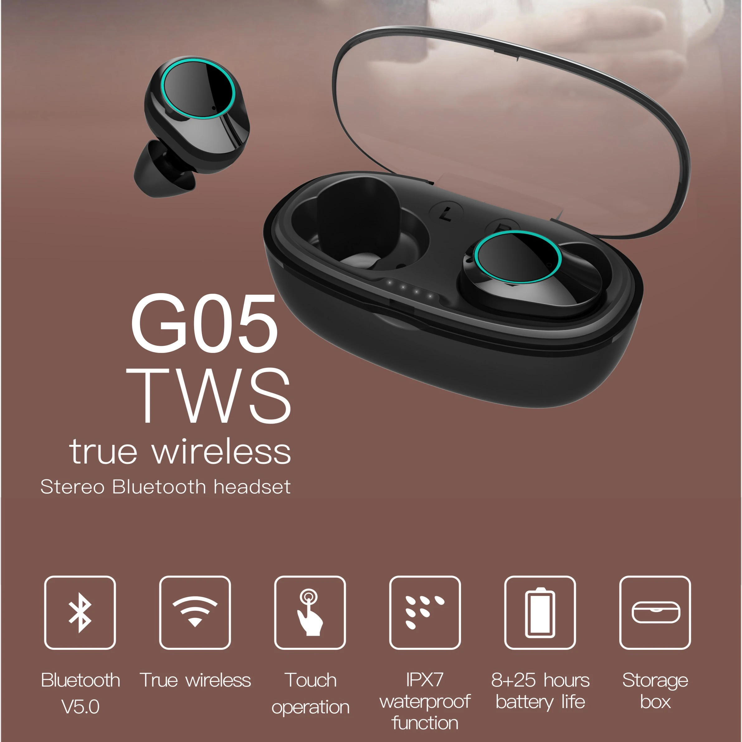 G05 TWS Wireless Earphone IPX7 