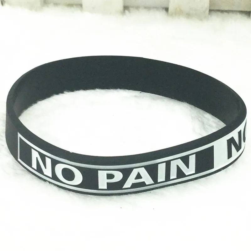 Мотивационный браслет "дорога к мечте" "Never Give Up" эластичные, силиконовые, резиновые вдохновляющие браслеты Wirstband аксессуары подарок - Окраска металла: Black-No Pain